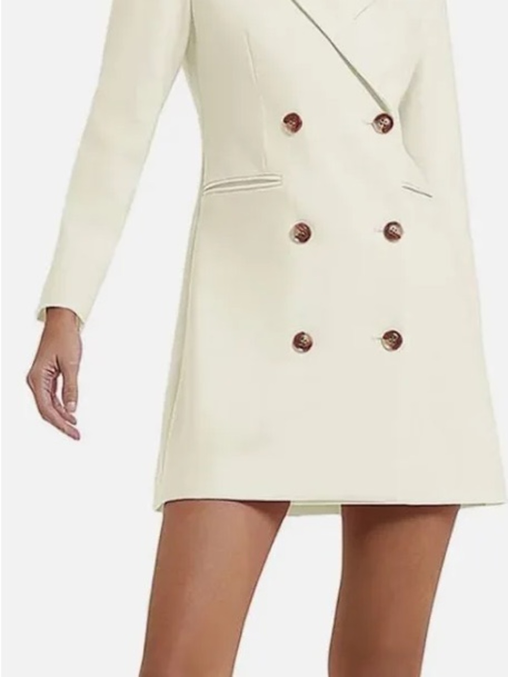 French Connection Cream Double-Breasted Mini Dress